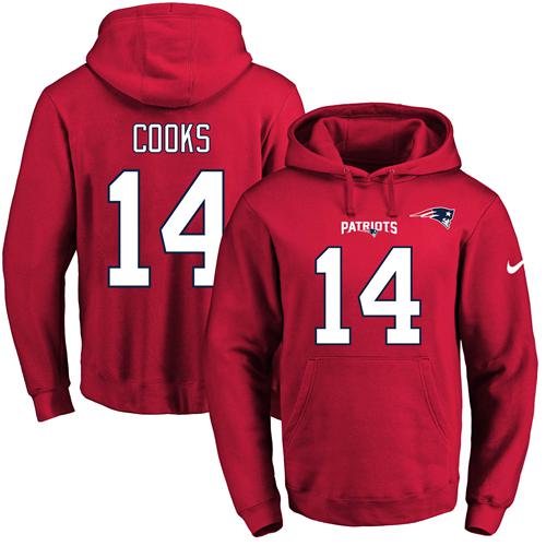 Nike Patriots #14 Brandin Cooks Red Name & Number Pullover NFL Hoodie